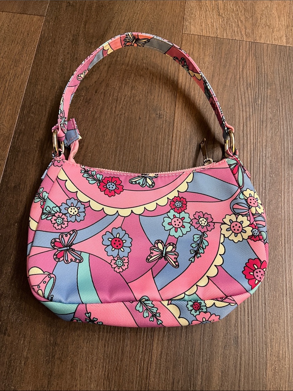 Sugar Thrillz Pink Floral & Butterfly Shoulder Bag